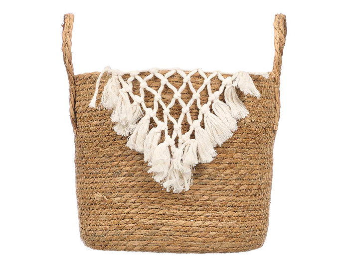 Giftdecor Macetero Mimbre Macramé Pompón Blanco Grande 32x36x32 cm (Set de 6) Giftdecor Macetero Mimbre Macramé Pompón Blanco Grande 32x36x32 cm (Set de 6)