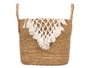 Giftdecor Macetero Mimbre Macramé Pompón Blanco Grande 32x36x32 cm (Set de 6)