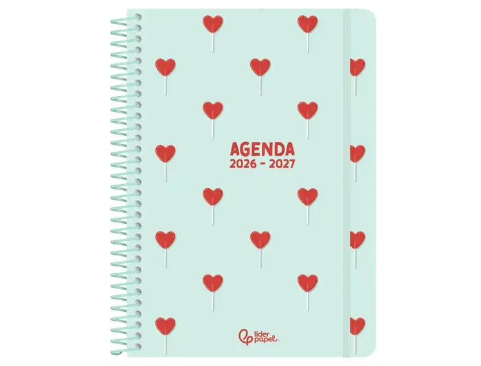 Liderpapel Agenda Escolar 2026-2027 Espiral Petite A5 Bilingüe, Surtido Día/Semana Vista 80g Papel FSC - Expositor 8 Unidades
