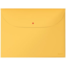 LEITZ Dosier sobre Cosy PP opaco con broche y 2 bolsillos A4 Amarillo Pack de 3
