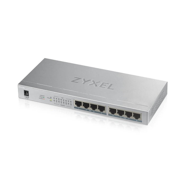 Zyxel GS1008HP Switch 8 Puertos Gigabit Ethernet PoE con 60W Total, No Gestionable, Silencioso y de Alta Eficiencia Energética para SOHO y Pequeñas Empresas