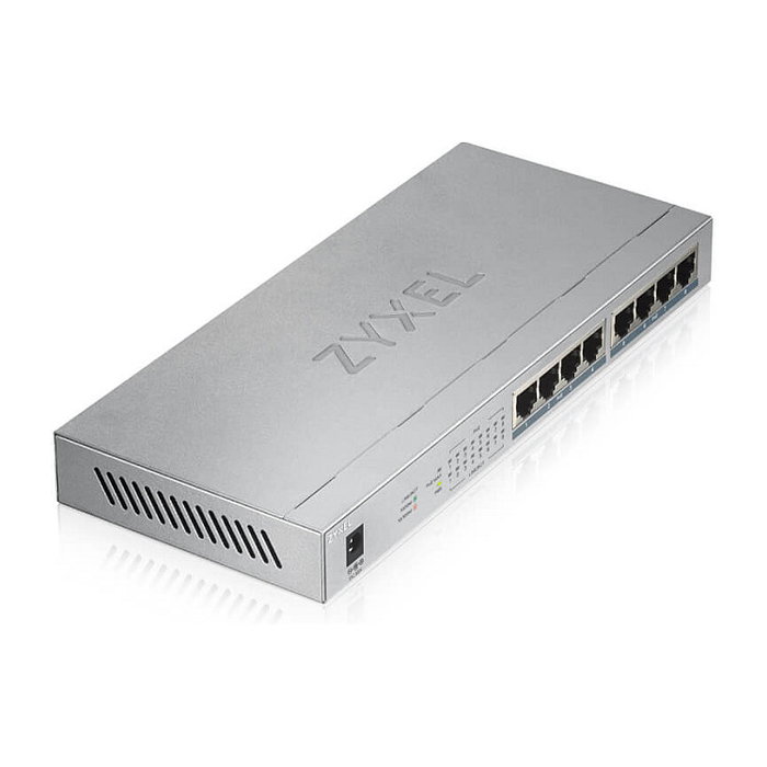 Zyxel GS-1008HP Switch Gigabit No Administrado, 8 Puertos PoE+ Todos con Alimentación, 16 Gbps, Gris