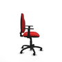 Silla de oficina Algarra con mecanismo Contacto permanente básico tapizada con Similpiel color Rojo. Equipada con Base poliamida negra, Brazos 1D y Ruedas de parqué