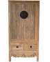 DKD Home Decor Armario Antik China Natural 52 x 180 x 88 cm Acabado Lacado Hecho a Mano 2 Cajones 2 Puertas
