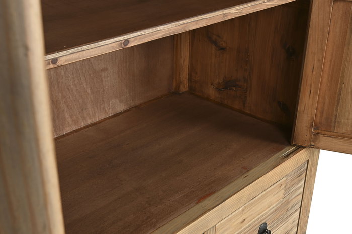 DKD Home Decor Armario Antik China Natural 52 x 180 x 88 cm Acabado Lacado Hecho a Mano 2 Cajones 2 Puertas