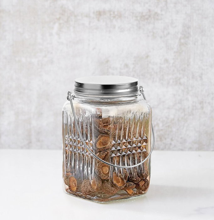 La Mediterranea Tarro de Vidrio con Tapa de Acero y Asa 720ml