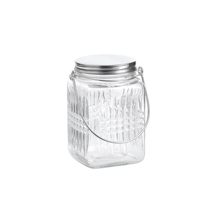 La Mediterranea Tarro de Vidrio con Tapa de Acero y Asa 720ml