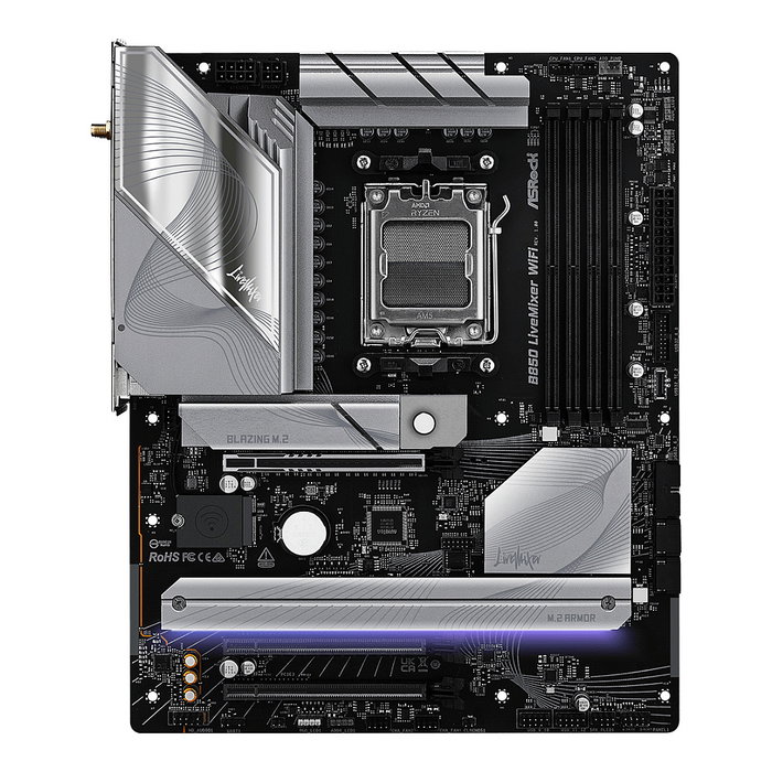 ASRock AM5 LiveMixer WiFi Placa Base ATX AMD B850 DDR5 para Procesadores AMD Ryzen 7000/8000/9000 Series con WiFi 7 y Bluetooth 5.4