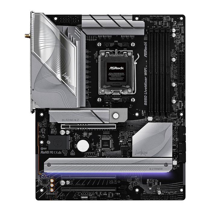 ASRock AM5 LiveMixer WiFi Placa Base ATX AMD B850 DDR5 para Procesadores AMD Ryzen 7000/8000/9000 Series con WiFi 7 y Bluetooth 5.4