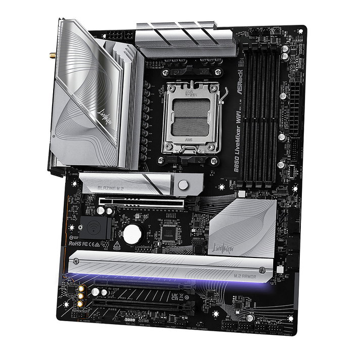 ASRock AM5 LiveMixer WiFi Placa Base ATX AMD B850 DDR5 para Procesadores AMD Ryzen 7000/8000/9000 Series con WiFi 7 y Bluetooth 5.4