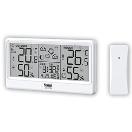 SAMI Estación Meteorológica Interior y Exterior con Pantalla LCD e Iluminación Completa