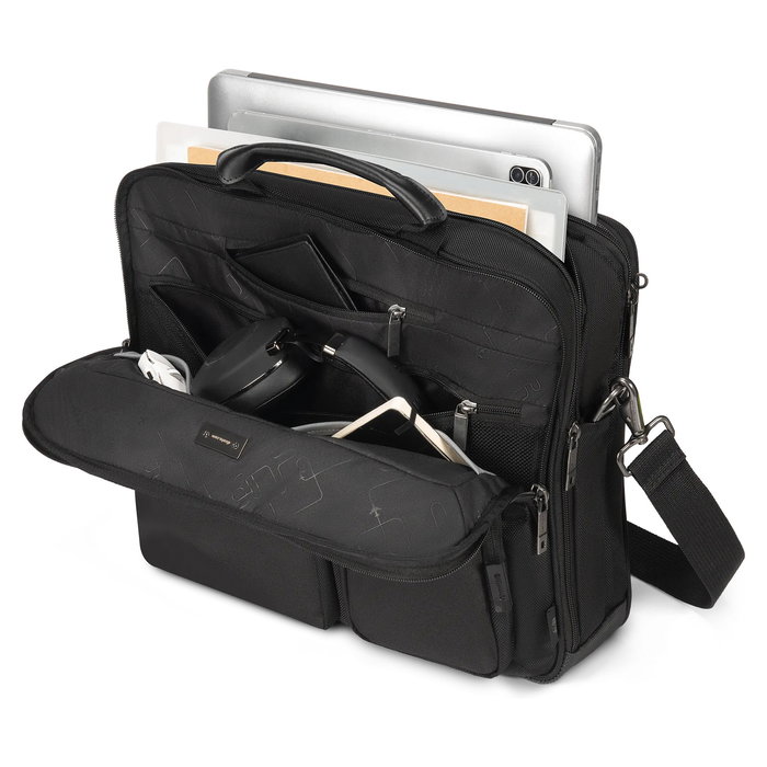 DICOTA Top Traveller SEVEN Maletín Toploader para Portátil 14-16" (40.6 cm) Negro, Compartimento Tablet, Tirante Hombre, 24L, Referencia SEVEN