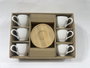 DKD Home Decor Set de Café de Porcelana y Bambú, 6 Piezas, Blanco