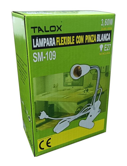 TALOX Lámpara flexo con pinza blanca SM-109