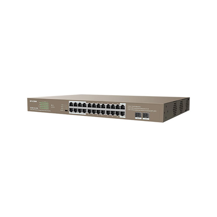 IP-COM G1126P-24-410W - Switch Ethernet No Administrado 24 Puertos Gigabit PoE + 2 SFP, 370W Total, Montaje Rack