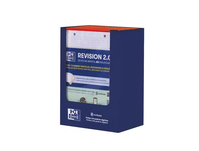 OXFORD Fichas Revision 2.0 Rojas A5 con Cuadrícula 5x5 mm