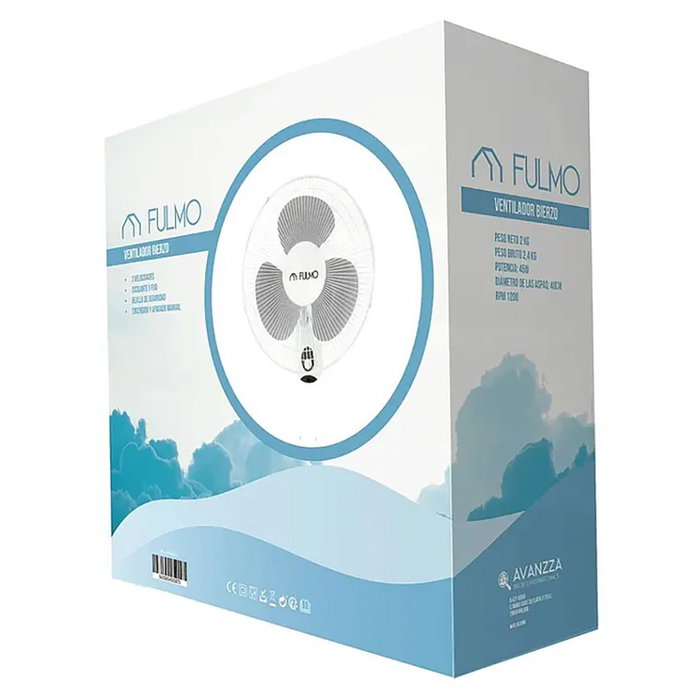Fulmo Ventilador de Pared Bierzo Blanco 45W Ø43 cm 3 Velocidades Oscilante Fulmo Ventilador de Pared Bierzo Blanco 45W Ø43 cm 3 Velocidades Oscilante