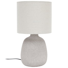 Home Deco Factory Lámpara Cerámica Grabada Cocooning con Pantalla Lino Altura 40 cm