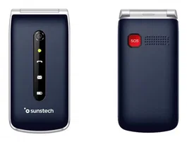 Sunstech CELT18BL - Teléfono para Personas Mayores con Botón SOS, Teclas Grandes, Pantalla 2.4", Radio FM, Dual SIM 2G, Carga USB Tipo C, Color Azul