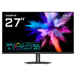 Gigabyte GO27Q24 Monitor Gaming 68,6 cm (27") QD-OLED, 2K QHD 2560x1440, 240Hz, 0.03ms, FreeSync Premium, 400 cd/m2, HDR, Negro