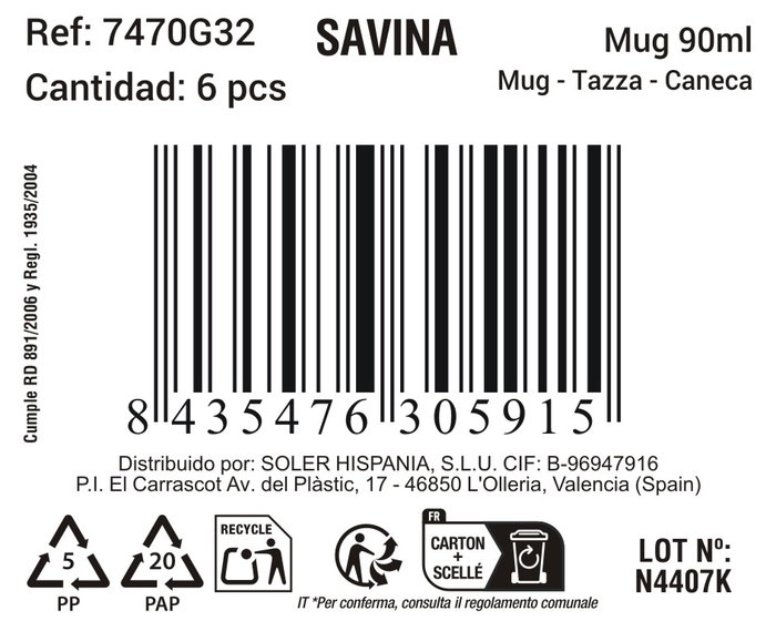 La Mediterranea Taza Savina 90ml