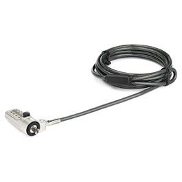 StarTech Cable de Seguridad para Portátil con Candado de Combinación de 4 Dígitos para Ranura Wedge, 2m, Negro/Plata, CABLE LOCK FOR WEDGE SLOT