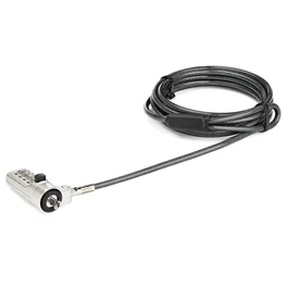 StarTech Cable de Seguridad para Portátil con Combinación de 4 Dígitos para Ranura Wedge, Negro/Plata