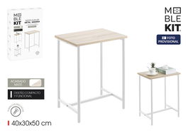 Inde Mesita Auxiliar Madera-Metal White 40x30x50 cm (4 Unidades)