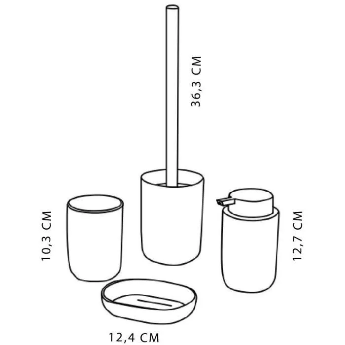Today Juego de 4 Accesorios de Baño - Vaso, Dispensador de Jabón, Escobilla - Blanco