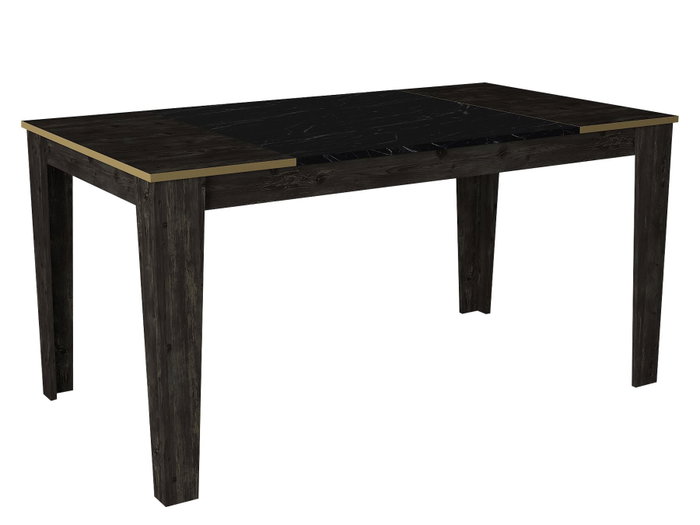 Hanah Home Veyron Set 3 Conjunto de Muebles de Salón Negro y Dorado Tablero de Partículas Melaminado 18mm