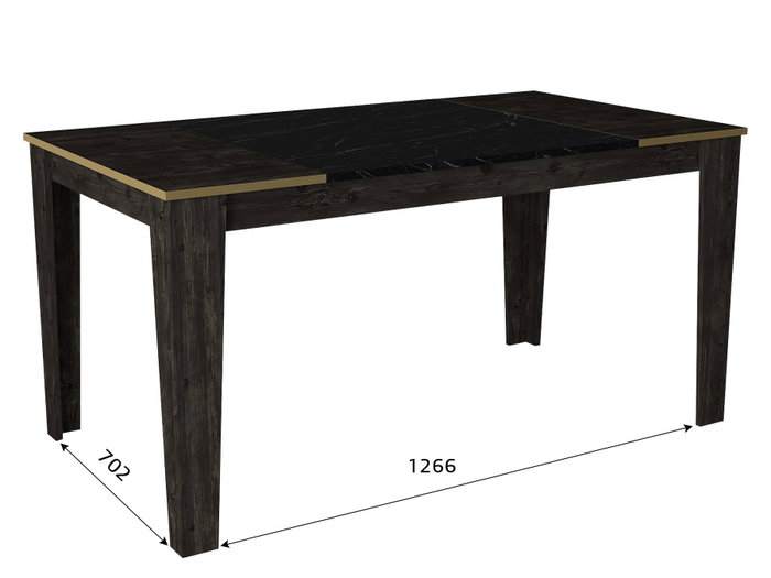 Hanah Home Veyron Set 3 Conjunto de Muebles de Salón Negro y Dorado Tablero de Partículas Melaminado 18mm