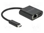 DeLOCK Adaptador USB Type-C a Gigabit LAN 10/100/1000 Mbps con Power Delivery 60W - Negro