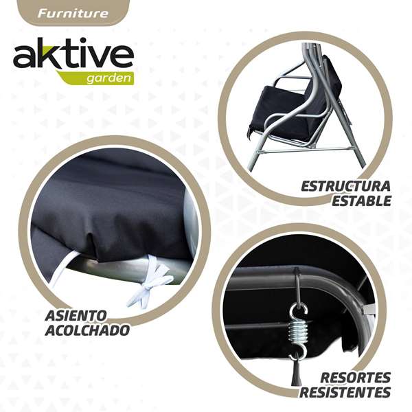 Aktive Balancín 3 plazas negro 180x107x160cm