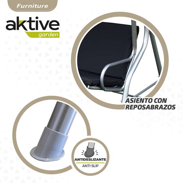 Aktive Balancín 3 plazas negro 180x107x160cm