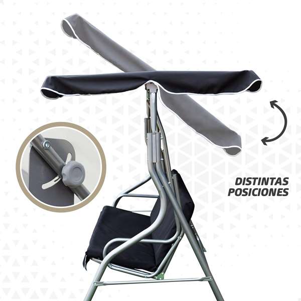 Aktive Balancín 3 plazas negro 180x107x160cm