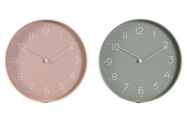 DKD Home Decor Reloj de Pared Scandi Rosa Palo Verde Menta PVC 4 x 30 x 30 cm (2 Unidades)