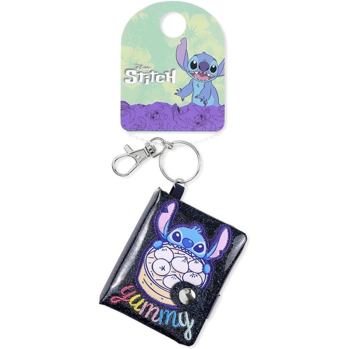 PEERS HARDY Llavero Bloc de notas Stitch Disney con mini agenda de purpurina azul