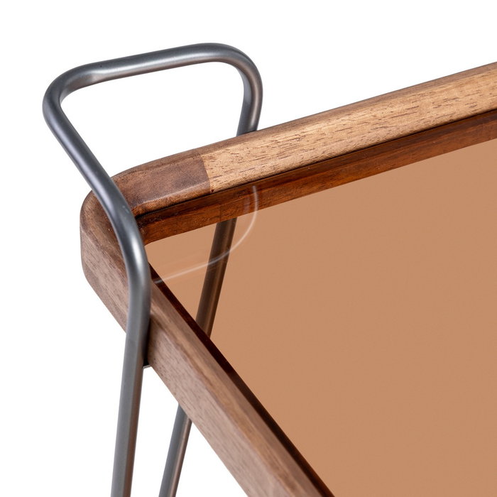 Camarera Natural-Negro Metal-Cristal 50 X 50 X 65 cm