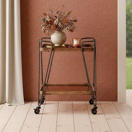 Camarera Natural-Negro Metal-Cristal 50 X 50 X 65 cm