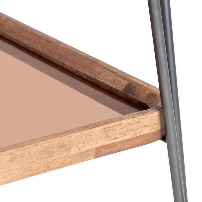 Camarera Natural-Negro Metal-Cristal 50 X 50 X 65 cm