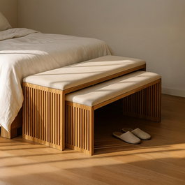 S/2 Banqueta Natural Madera de Teca 115 X 35 X 45 cm