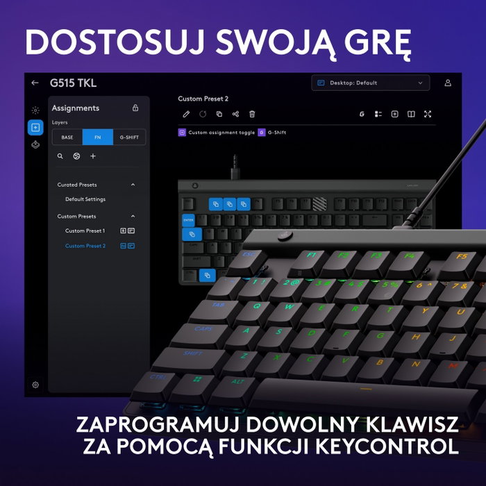 Logitech G515 TKL Teclado Mecánico Gaming Negro Distribución Polaca (QWERTY)