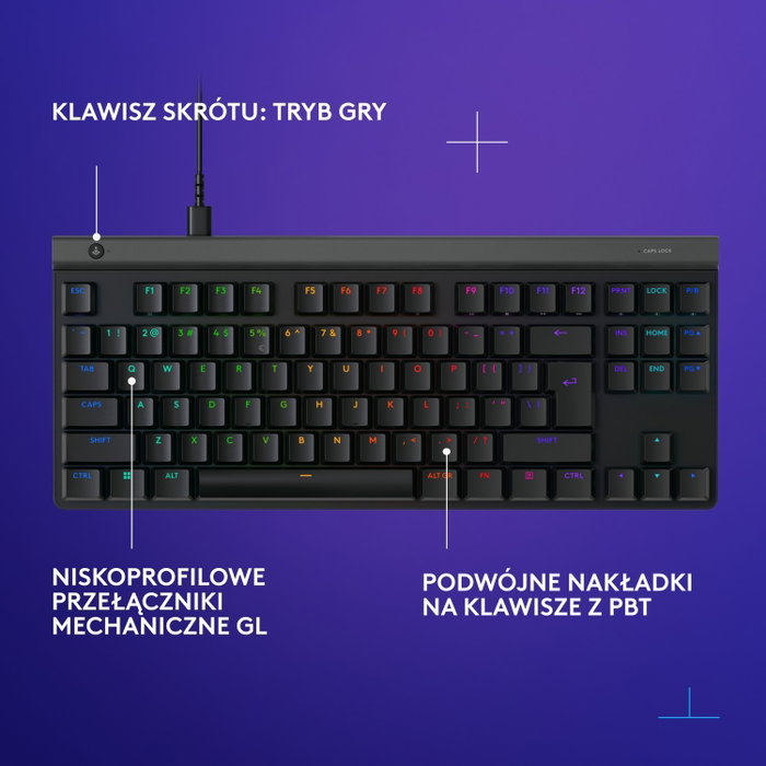 Logitech G515 TKL Teclado Mecánico Gaming Negro Distribución Polaca (QWERTY)