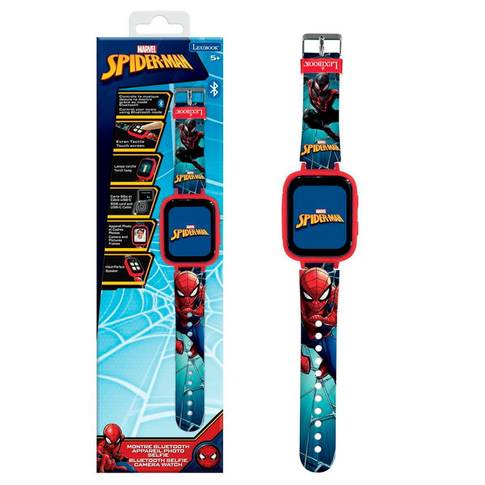 LEXIBOOK Lexibook Reloj con Cámara para Niños Marvel Spider-Man DMW071SP - Pantalla Táctil HD, Bluetooth, MP3, 5 Juegos