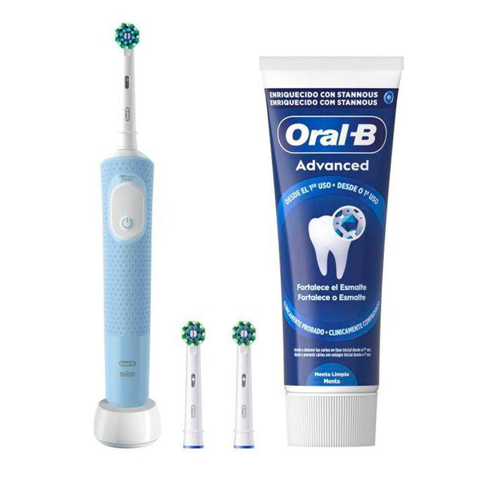 Oral-B Cepillo Dental Eléctrico Oral-B Vitality Pro VITPRO/BL+2RF+DENTR Recargable 2D con 2 Cabezales CrossAction y Dentífrico, 3 Modos, 10 Días Autonomía, Carga, Color Negro