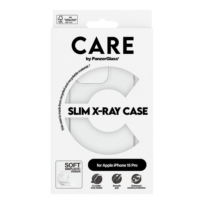 PanzerGlass CARE X-Ray Case Funda Transparente iPhone 15 Pro Anti-Rayones Golpes TPU
