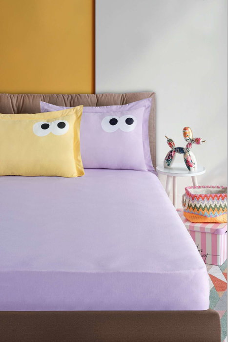 L'essentiel linge de maison Juego de Sábanas Dobles Lila 160x200 cm 65% Algodón 35% Poliéster 120 Hilos Confortable Suave Duradero