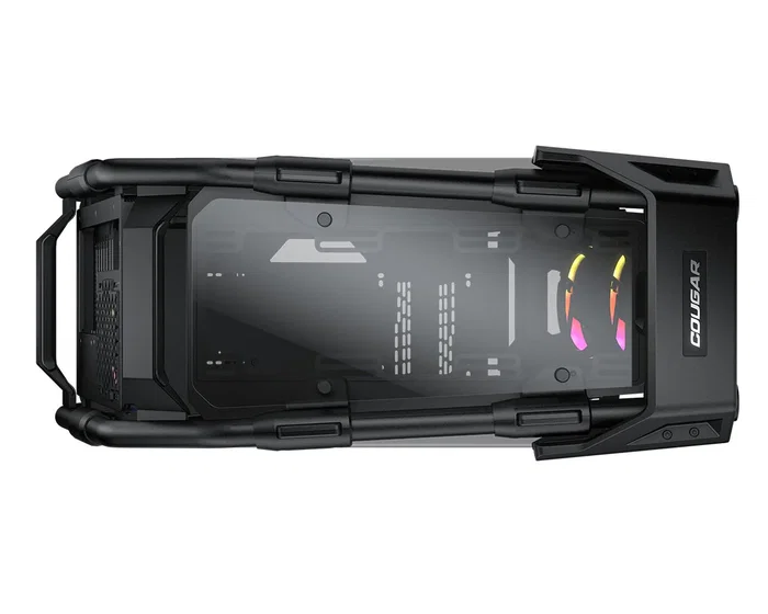 Cougar CGR-5LMSB Caja Midi Tower Negro ATX/CEB/EATX, con Ventana Lateral, Iluminación RGB Azul/Verde/Rojo, 5 Bahías 2.5", USB 3.2 Gen 2 Tipo-C, incluye 3 Ventiladores