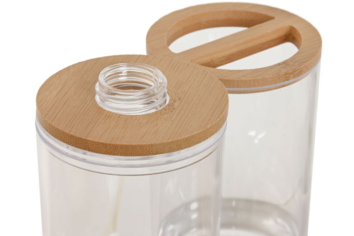 DKD Home Decor Baño Transparente Natural Set de 3 Piezas 9 x 18 x 16 cm