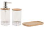 DKD Home Decor Baño Transparente Natural Set de 3 Piezas 9 x 18 x 16 cm